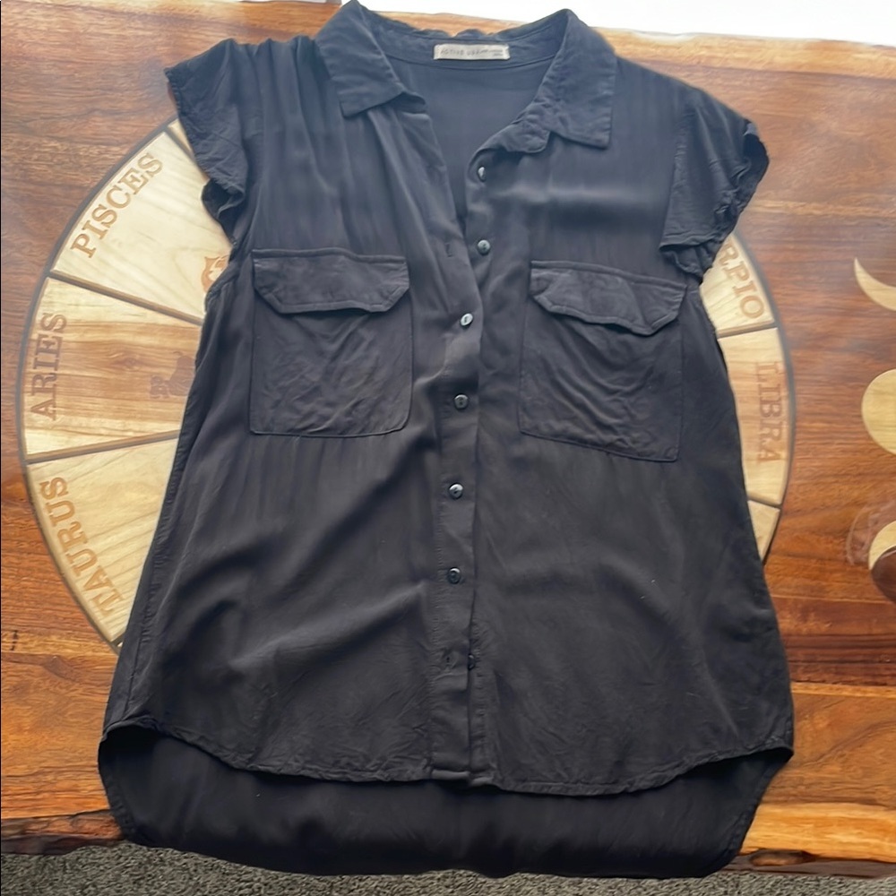 Women's Black Button-Up Top